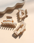 Marbled Ivory Hair Claw Clips