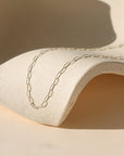 sterling silver paperclip chain on a light dish