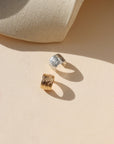 14k gold fill and sterling silver textured ear cuffs in the sunlight