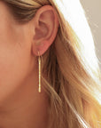 Handcrafted matchstick earrings in 14k gold fill or sterling silver, sleek and minimal with subtle texture, modern design perfect for layering or wearing alone.