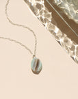 Sea Drift Necklace with unique terra agate gemstone pendant on delicate paperclip chain in 14k gold fill