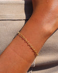 Model wearing 14k gold fill Brooklyn bracelet