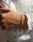 Model wearing 14k gold fill Marina Bracelet
