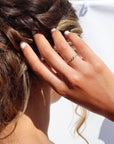 Model wearing 14k gold fill Meridian Fidget Ring