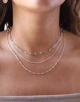 Model wearing 925 sterling silver chain link choker