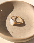 mother of pearl 10mm pearl bezel in gold fill or sterling silver ring, locally hand made in our Eau Claire, WI studio, Token Jewelry