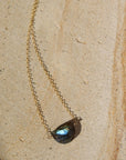 Labradorite Half Moon Necklace - Token Jewelry Designs - gemstone necklaces - minimal everyday jewelry