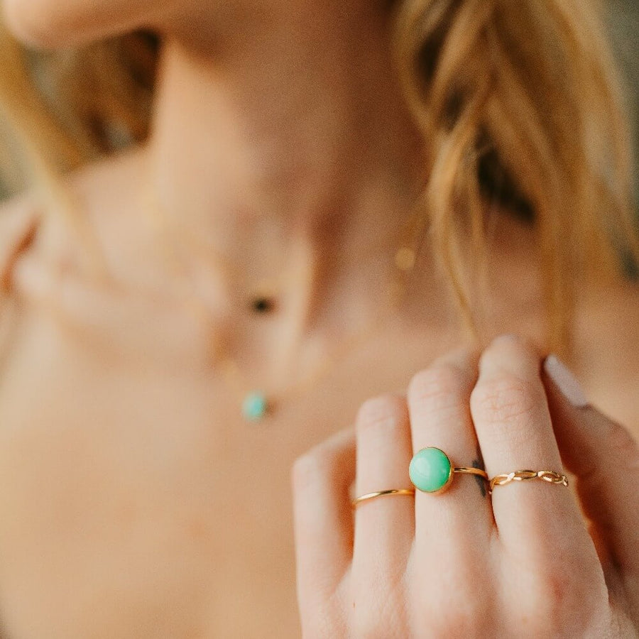  lucky ring, Chrysoprase gemstone, gemstone ring, sea foam green gemstone ring, handmade ring, token jewelry, women's fashion