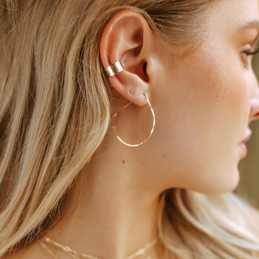 Saki earrings - 14k gold fill - sterling silver - 14k rose gold fill - ear slides - ear threader slides - locally made in our studio in Eau Claire, WI - Token Jewelry