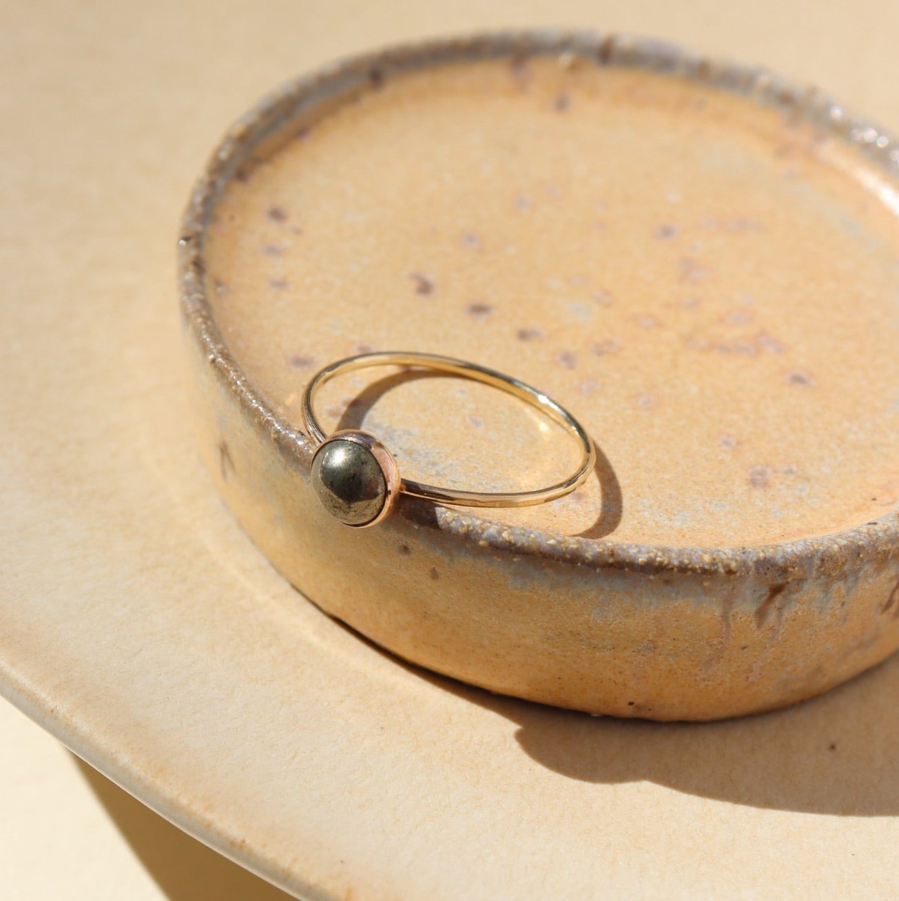 14K Gold fill Pyrite Ring