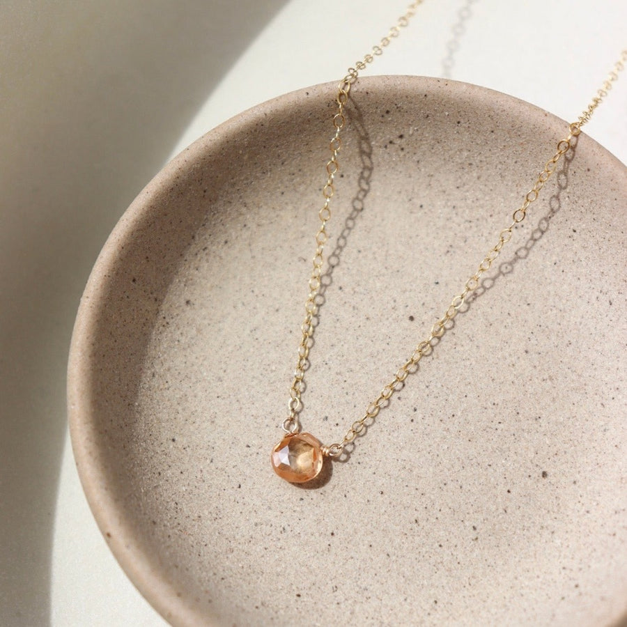 14k Gold fill Peach Zircon Necklace