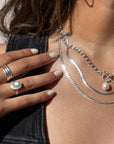 Model wearing 925 Sterling Silver Sea Blossom Ring.