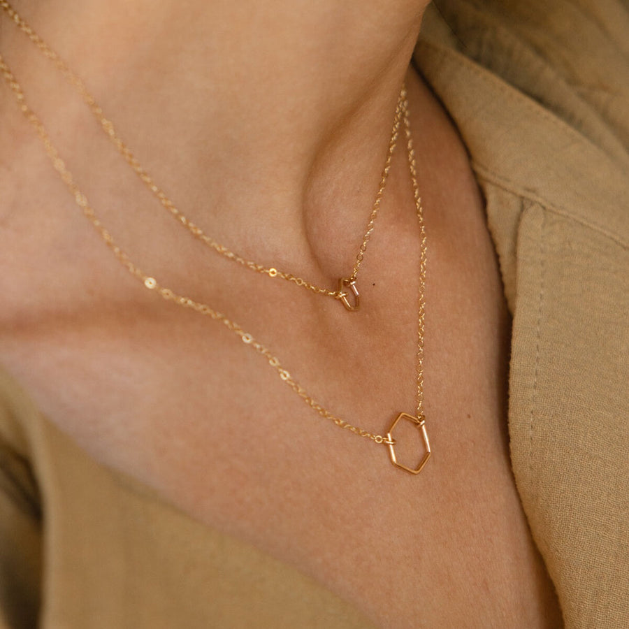 Honey Necklace - Token Jewelry - layered necklaces gold - locally made jewelry - handmade jewelry - Eau Claire Jewelry store - gold necklaces - 14k gold filled - delicate gold jewelry - everyday effortless jewelry