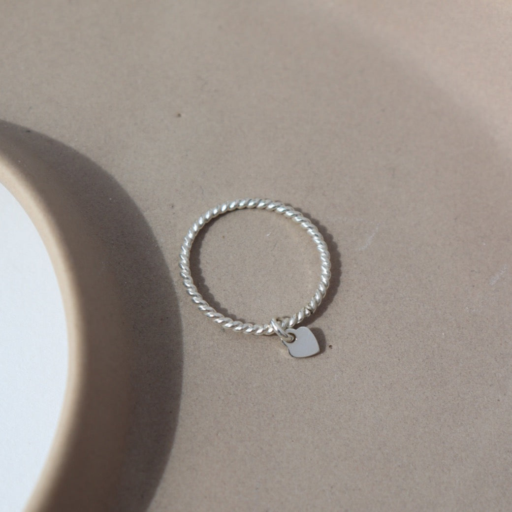 925 Sterling Silver Heart Charmed Children's ring