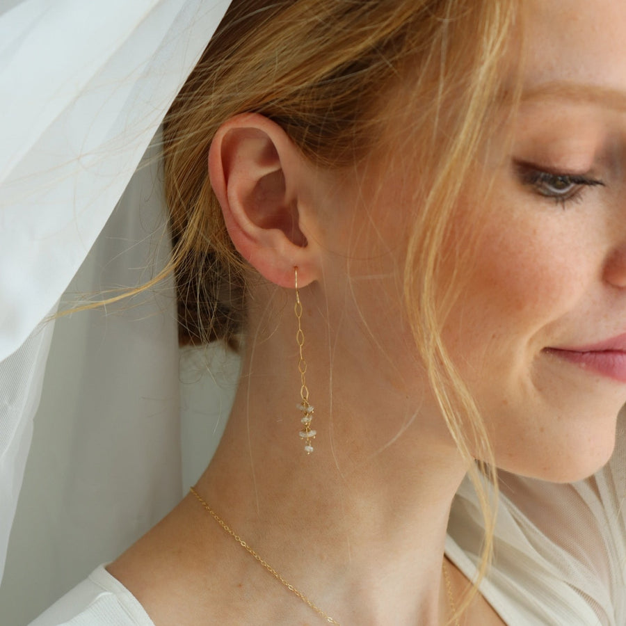 Cluster Zircon Drop Earrings. Wedding Jewelry. Classic and Modern. Sterling Silver or 14k Gold Fill. Token Jewelry, handmade, hypoallergenic and waterproof.