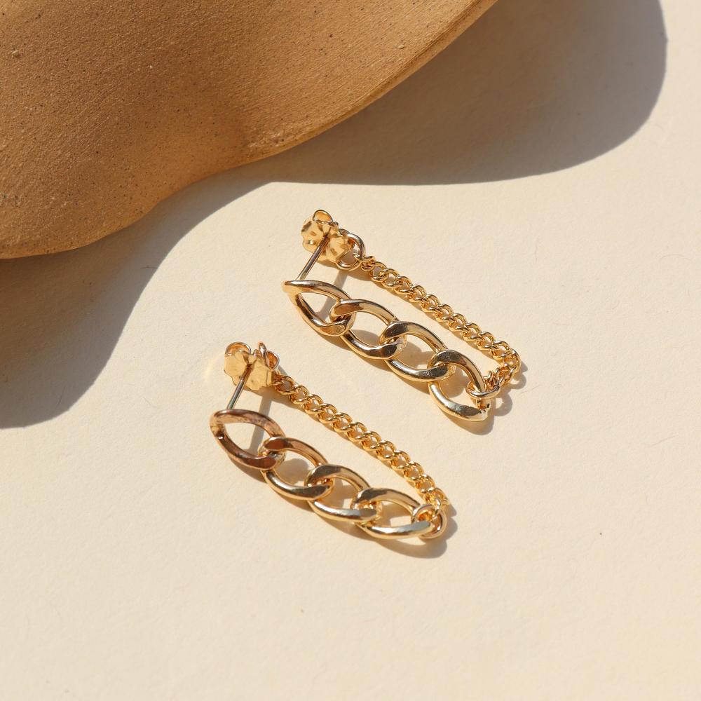 Alex chain studs, chain earrings, gold filled earrings, jewelry trend, handmade by token jewelry in Eau Claire, WI. jewelry store near me, permanent jewelry, jewelry repair near me, earring, gold chain