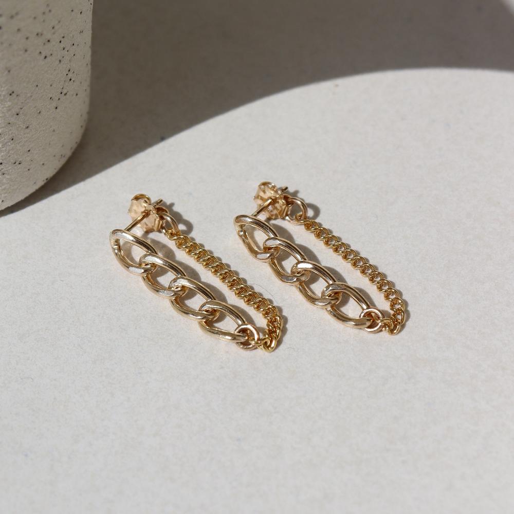 14k gold fill chain earrings | handmade by Token Jewelry in Eau Claire, Wisconsin