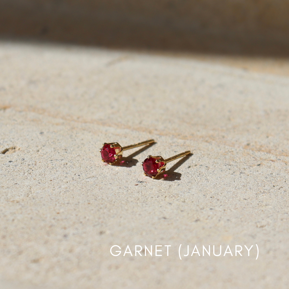 14k gold fill prong stud earrings with garnet stones