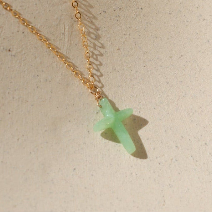 Chrysoprase Cross Charm