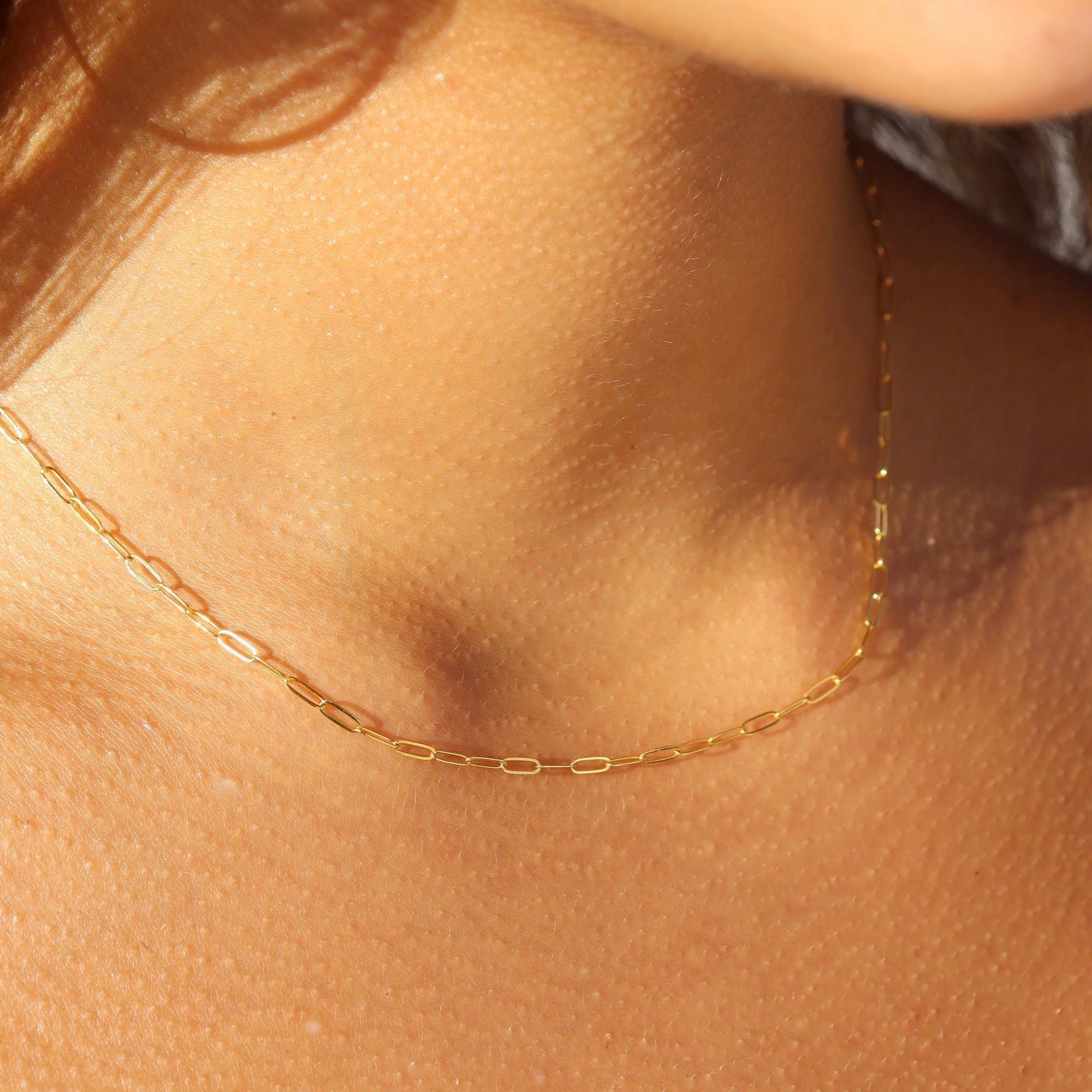 model wearing 14k gold fill cosette chain 