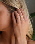 Model wearing 14k gold fill Helix ring 