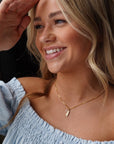 Model wearing 14k gold fill Orion Necklace