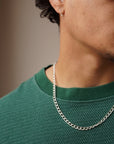 Model wearing 925 sterling silver Alex chain 