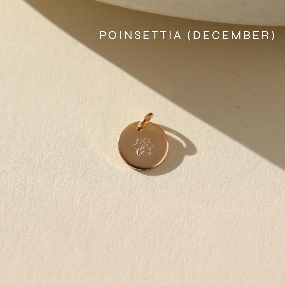 December birth flower charm in 14k gold fill