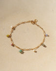 wearing 14k gold fill charm anklet
