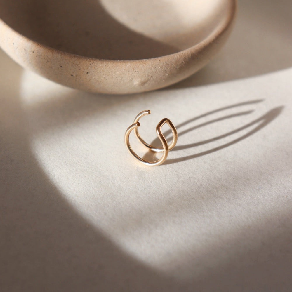 Double Wrap Ear Cuff - Token Jewelry - gold filled ear cuff - minimal design - handmade in Eau Claire, Wisconsin - token jewelry - minimal jewelry design - gold jewelry 