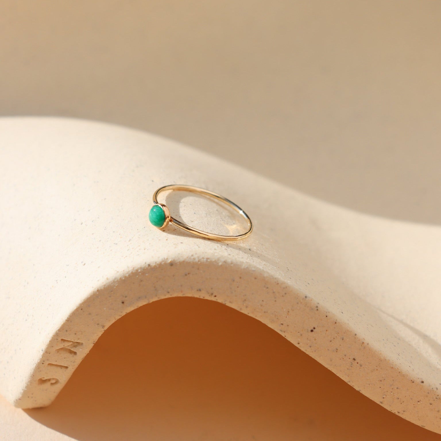 14k gold fill ring with 4mm emerald stone