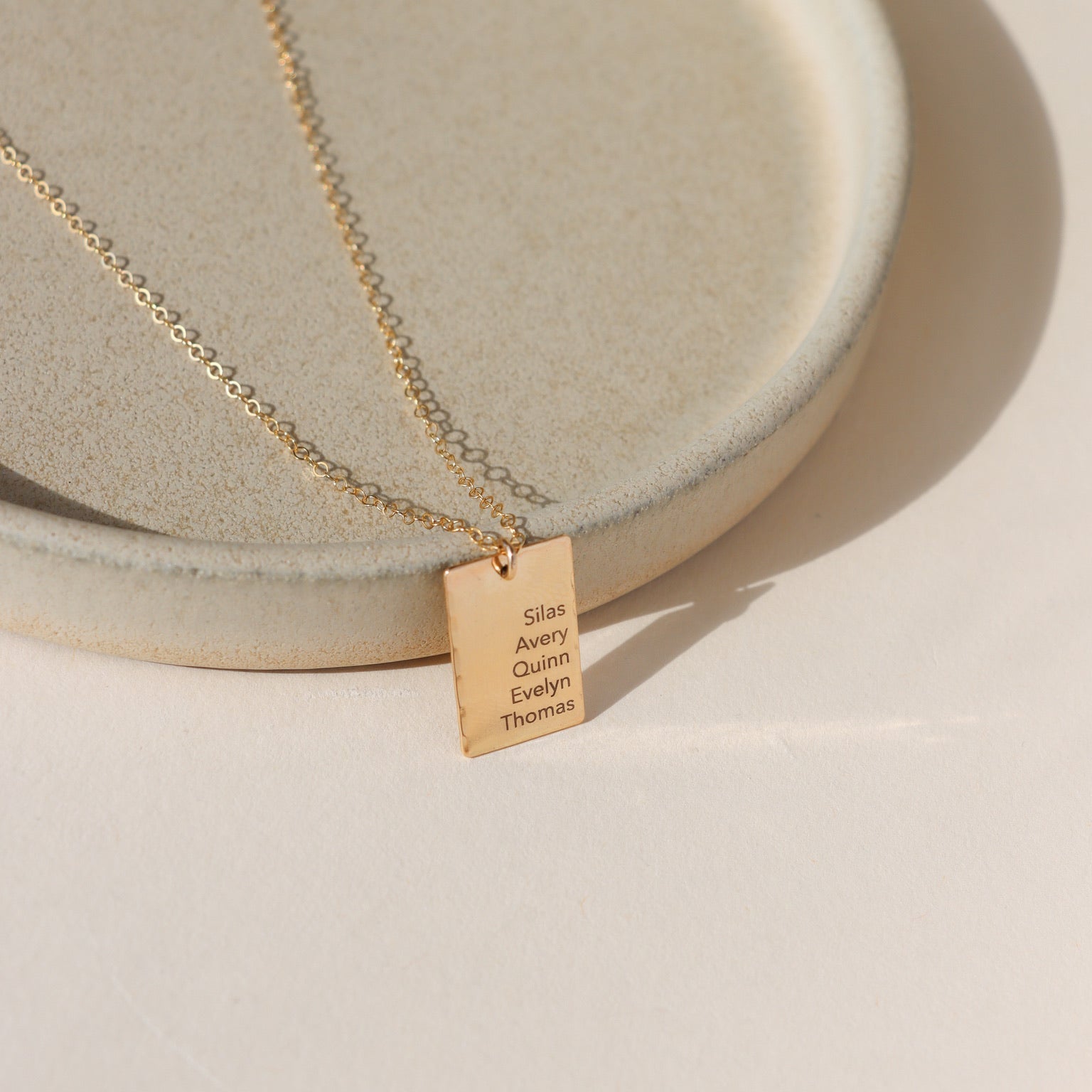 Gold fill engraved Keepsake necklace with kids names 