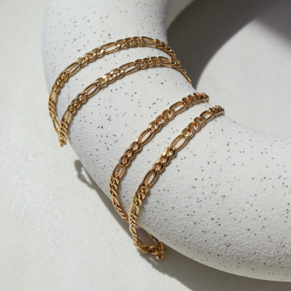 Gigi Anklet in 14k Gold Fill on a white dish