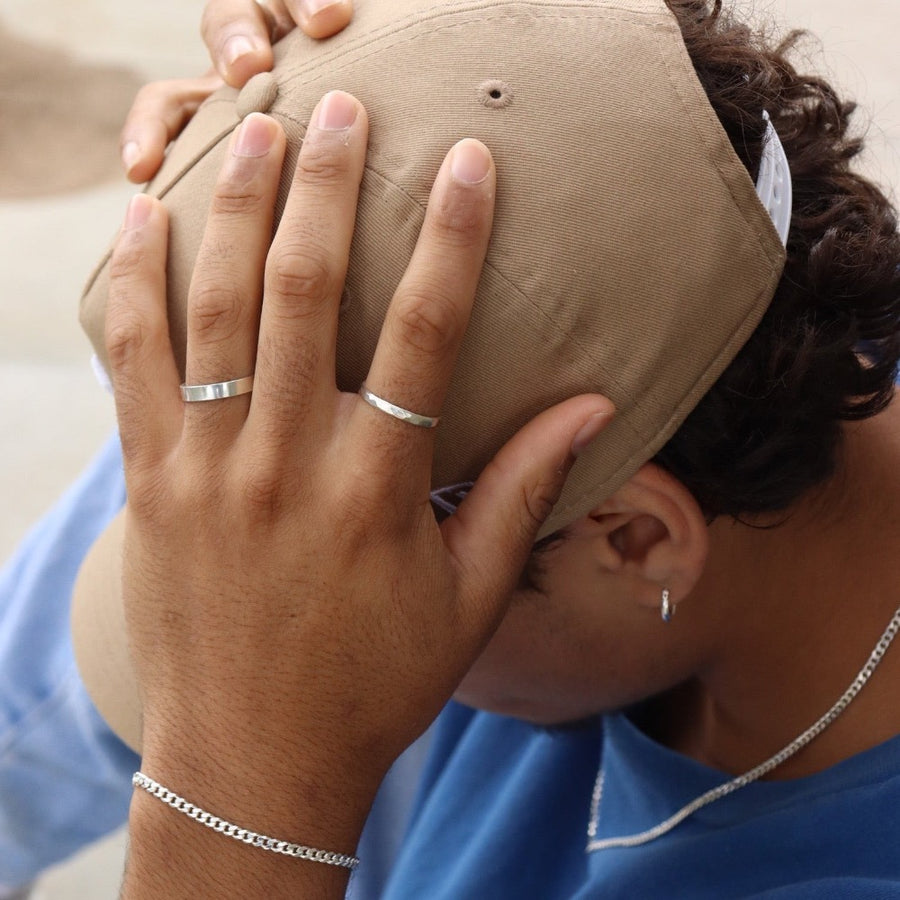 Model Wearing 925 sterling silver cigar band