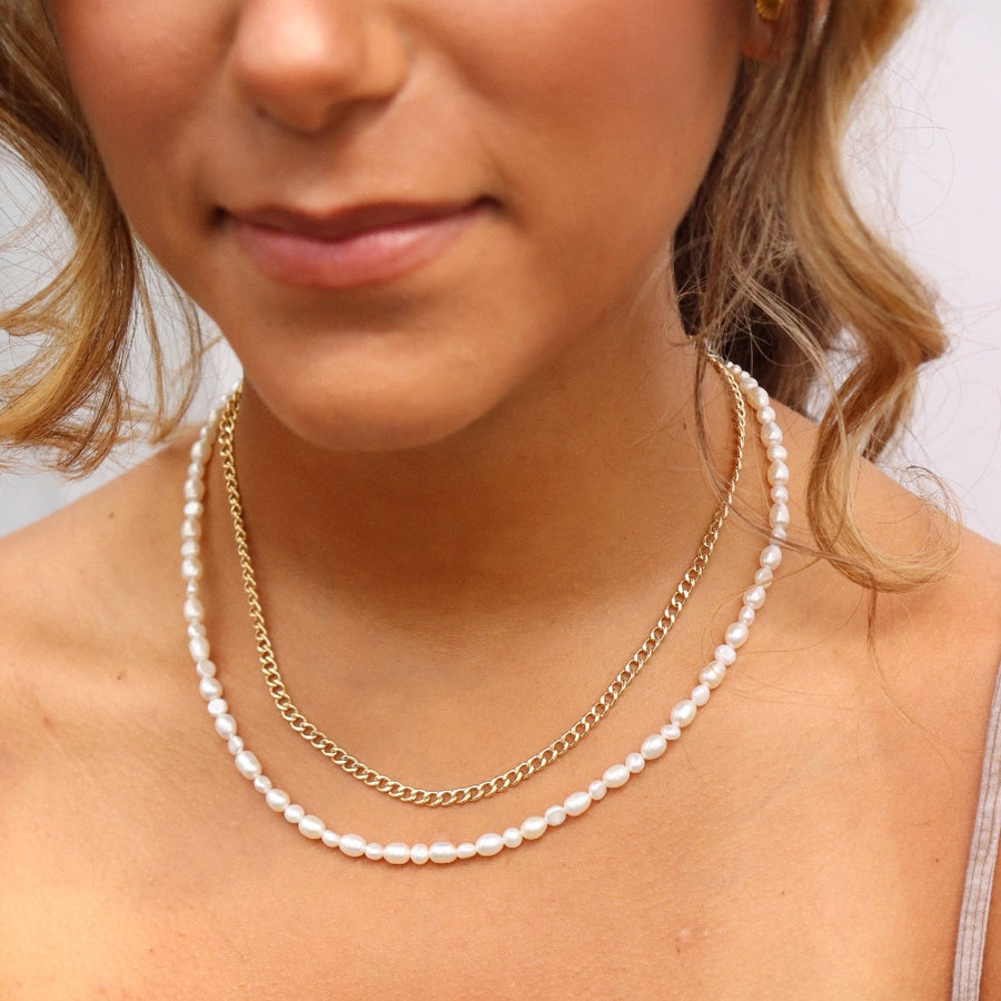 Model wearing 14k gold fill Demi Alexandra chain