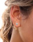Model wearing 14k gold fill Turquoise studs