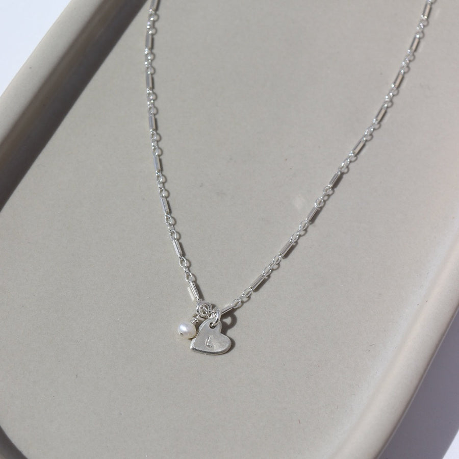 Children's Lennon Heart Necklace with Bar + Link Chain
