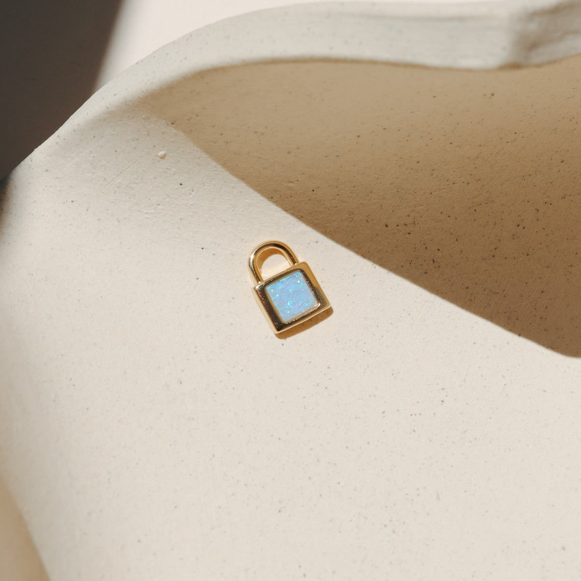 Opal Padlock Charm