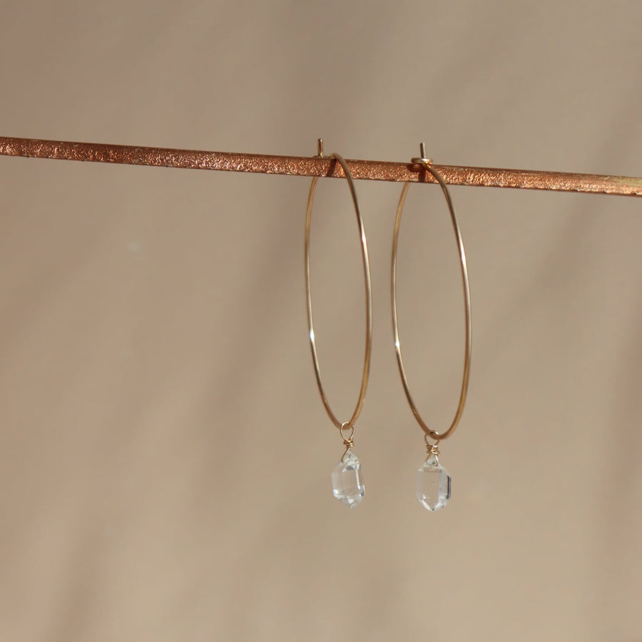 prism herkimer hoop earrings, gemstone earrings