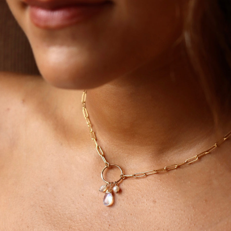 Model wearing 14k gold fill Allure Necklace