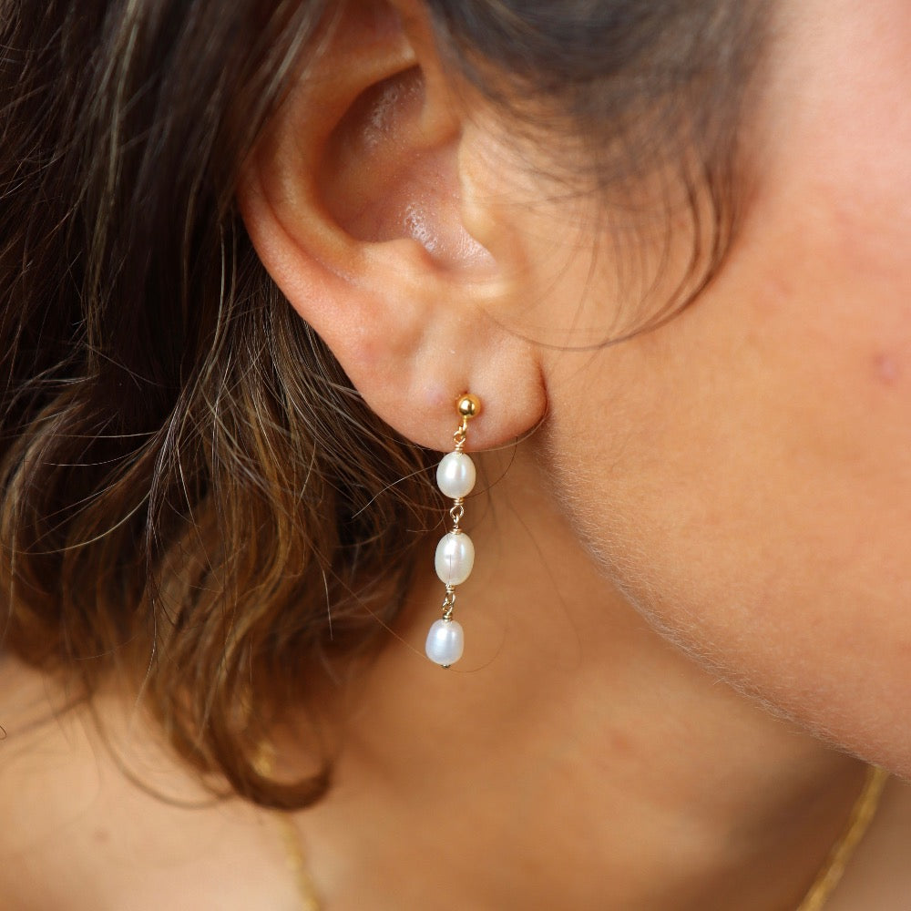 Trillium Pearl Drop Earrings