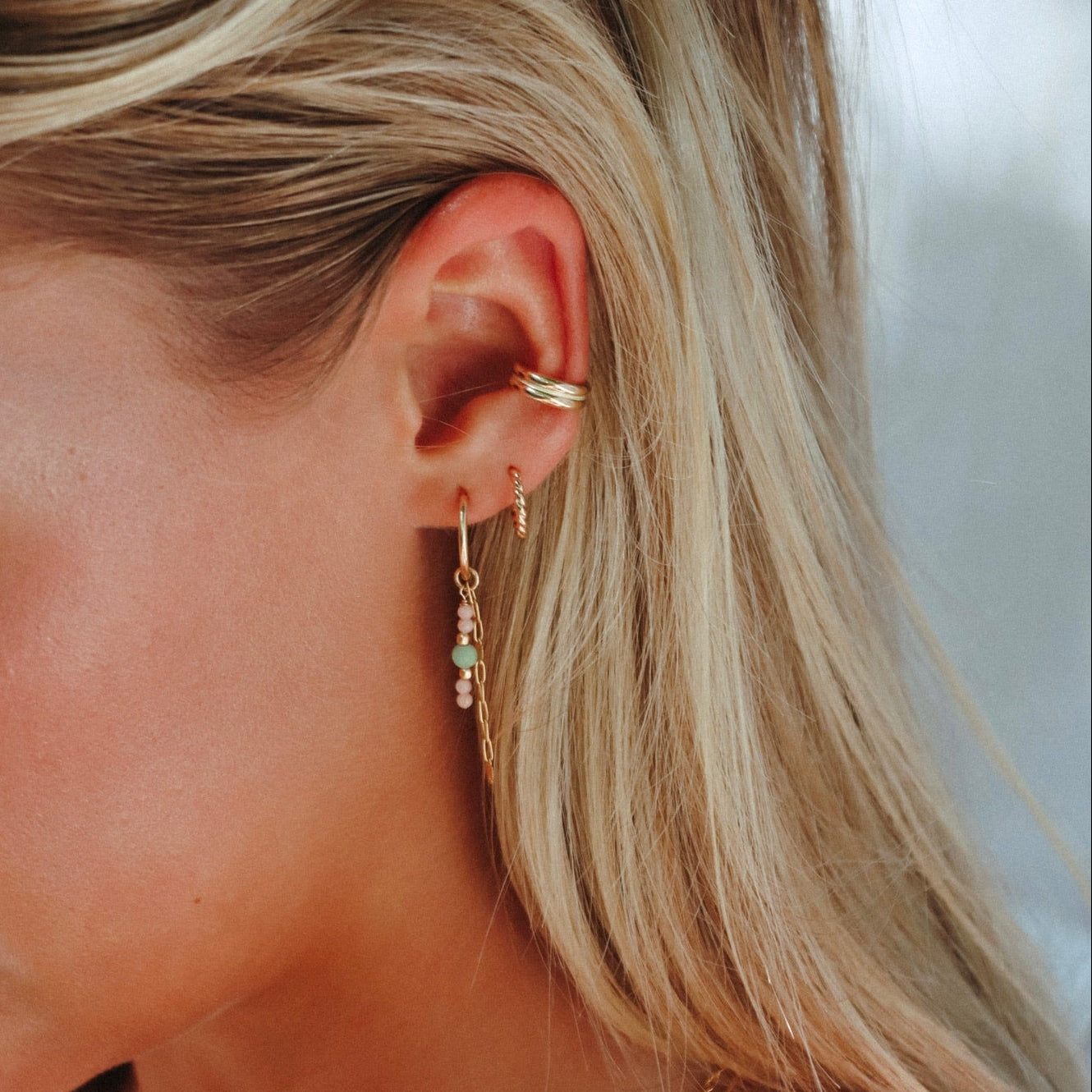 Coral Pixie Hoops