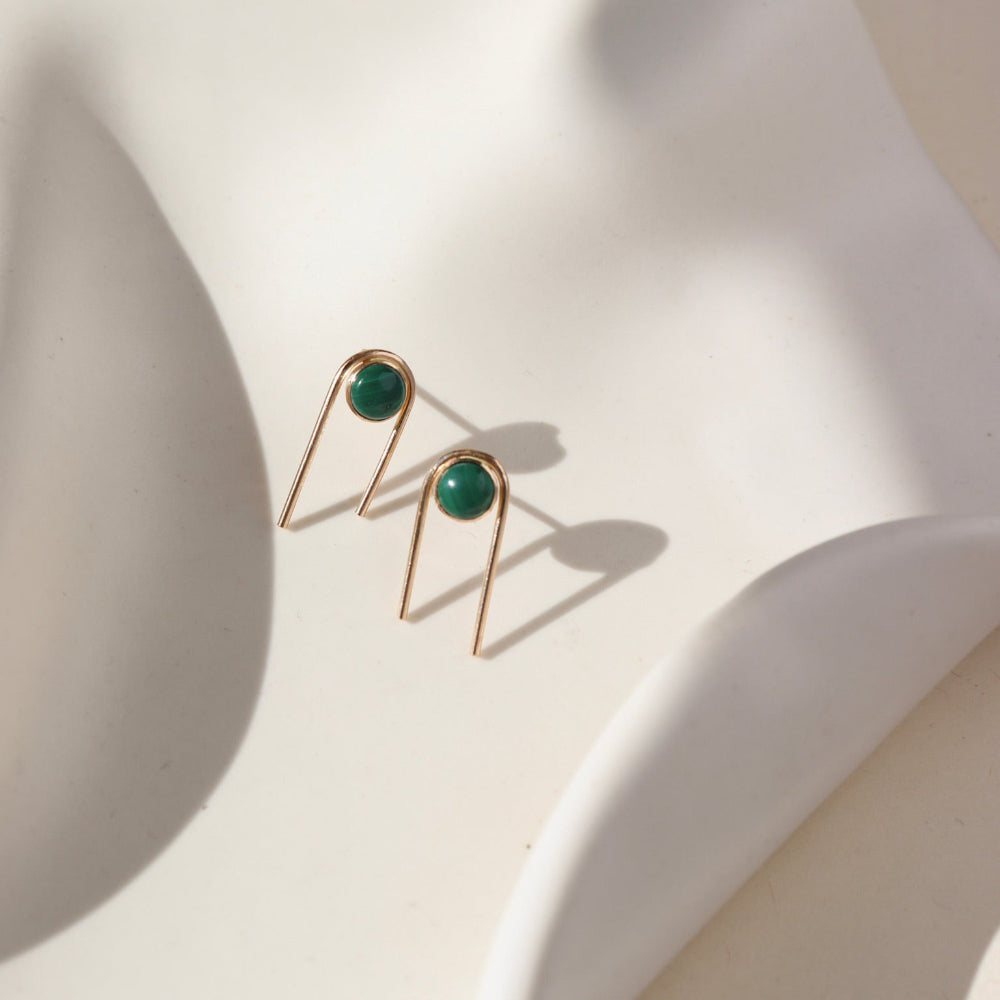 Arc Studs with Malachite