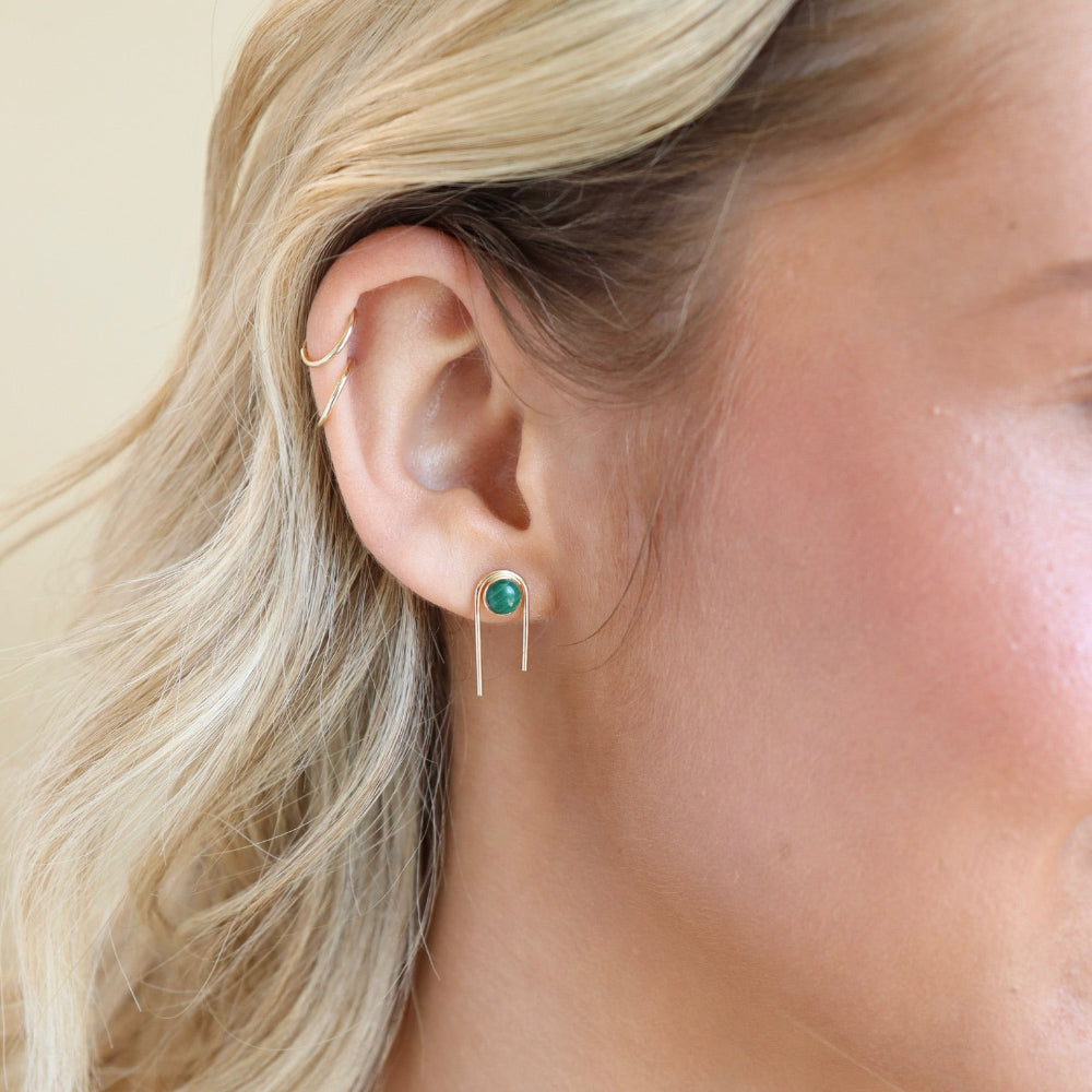 Arc Studs with Malachite