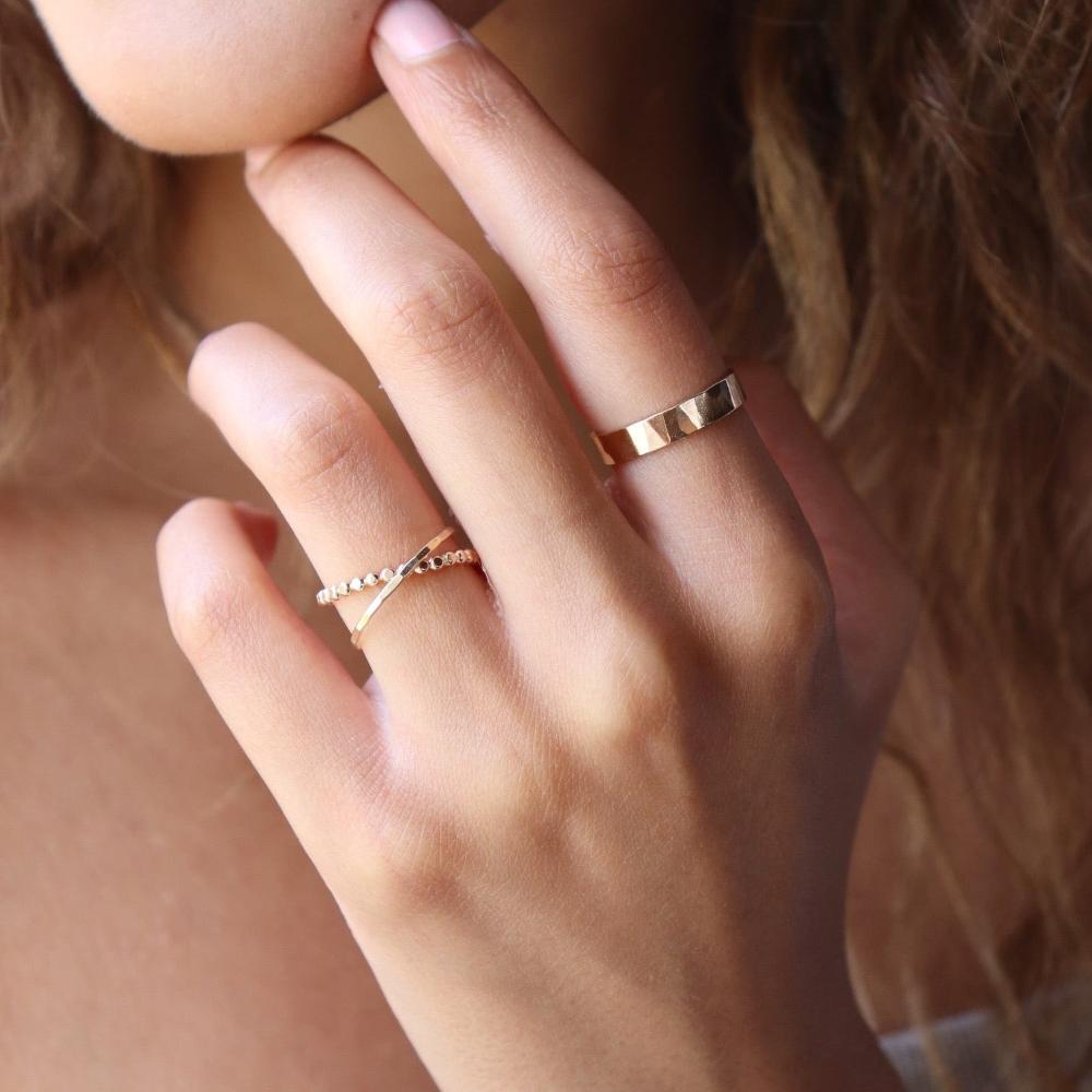 Model wearing 14k Gold fill Chelsea Ring