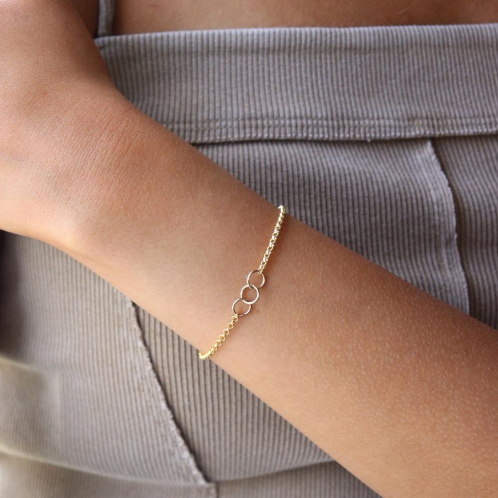 Model wearing 14k gold fill friendship bracelet