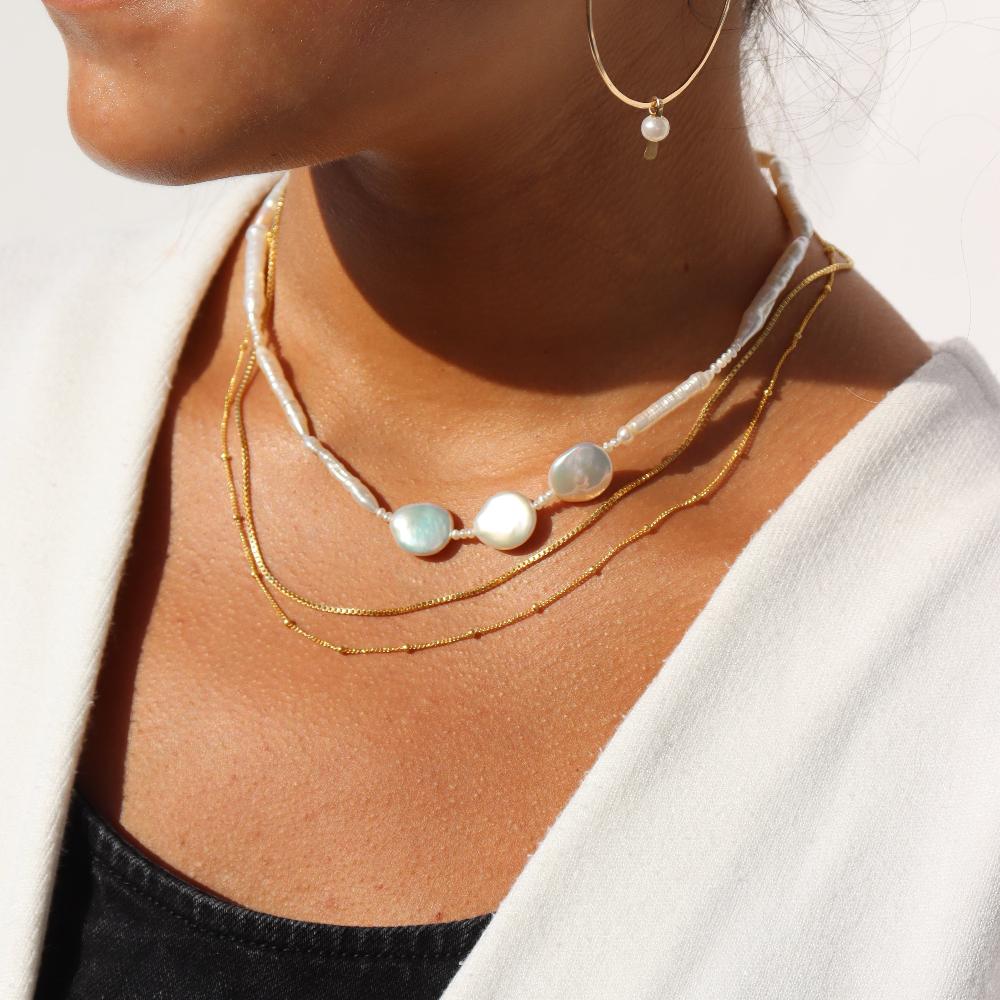 Model wearing Elle necklace