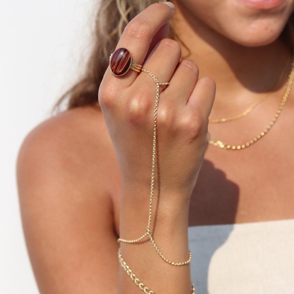 Model wearing Gemini Hand Chain