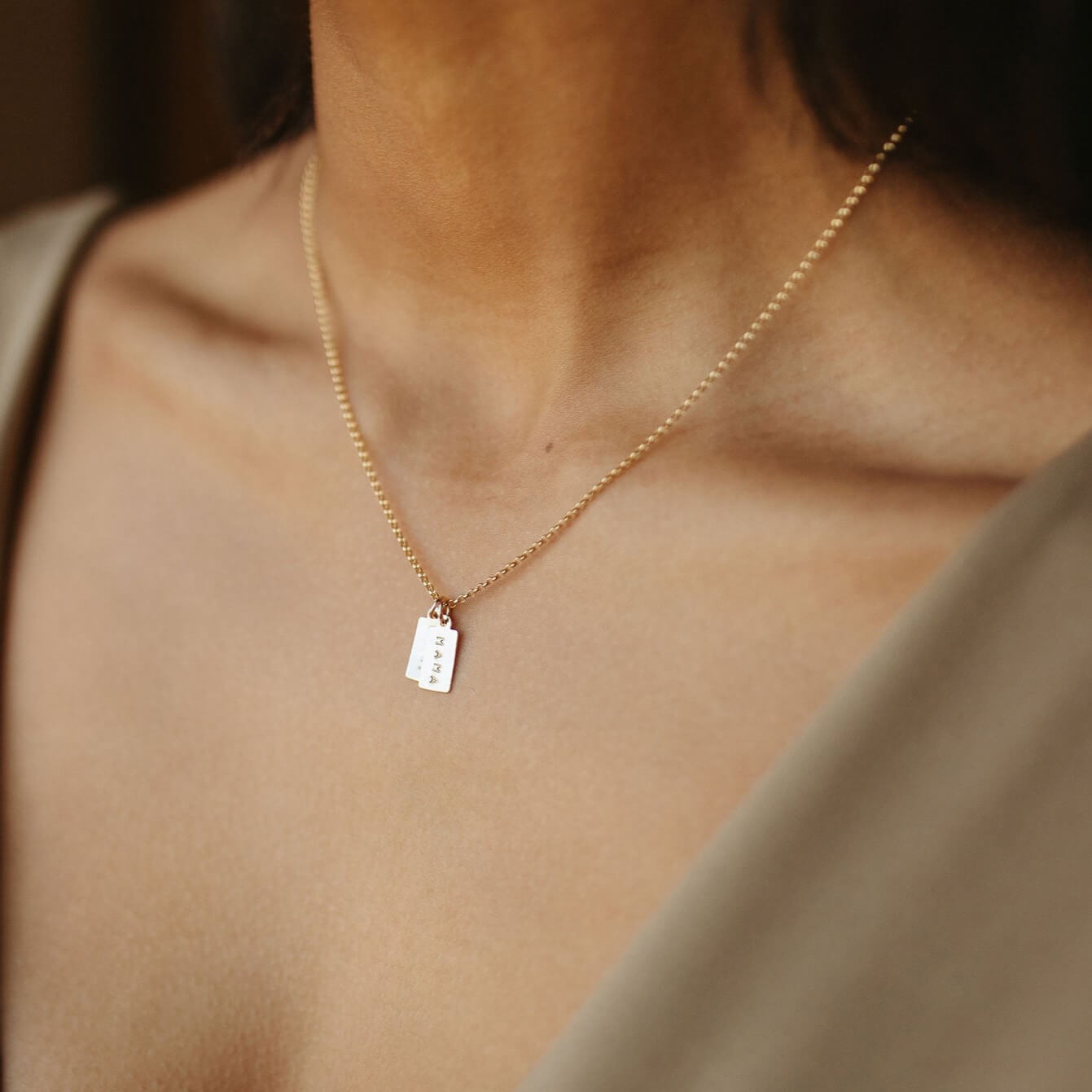 Mini Tag Personalized Necklace - Token Jewelry - personalized jewelry - everyday effortless jewelry - jewelry designs - delicate gold jewelry - jewelry store near me - 14k gold filled jewelry - handmade jewelry