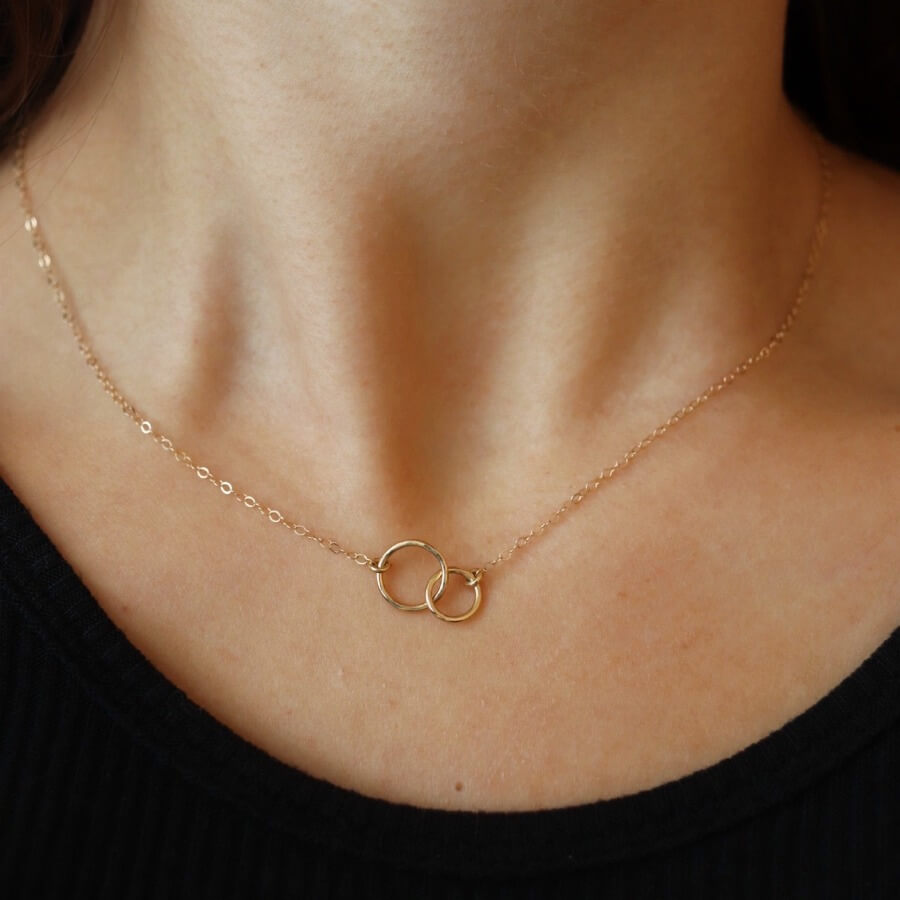 14k solid gold. An heirloom you&#39;ll pass along in your family through generations, token jewelry heirloom collection, solid gold, timeless, everyday jewelry, solid gold unity necklace, classic, handmade, made in eau claire, wisconsin, USA, woman owned business, small business